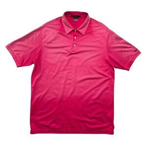 Nike Golf Polo Men's Size Large Pink Tiger Woods Collection Dri-Fit Golf Shirt